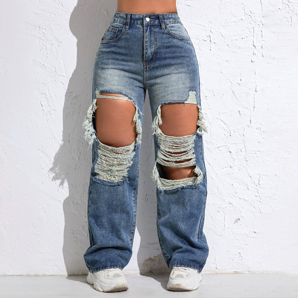 Shascullfites Baggy Jeans Women New American Loose Wide-leg Pants Old Straight Leg Trousers