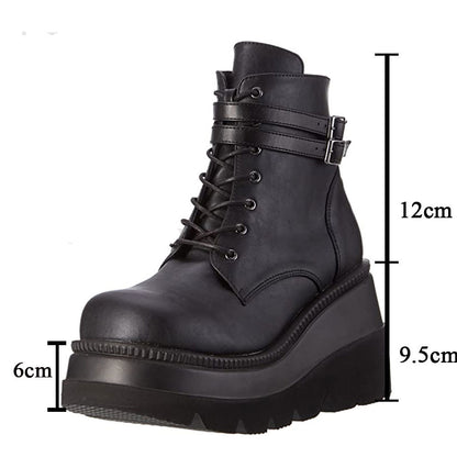 Women's Dark Gothic Wedge Platform Ankle Boots