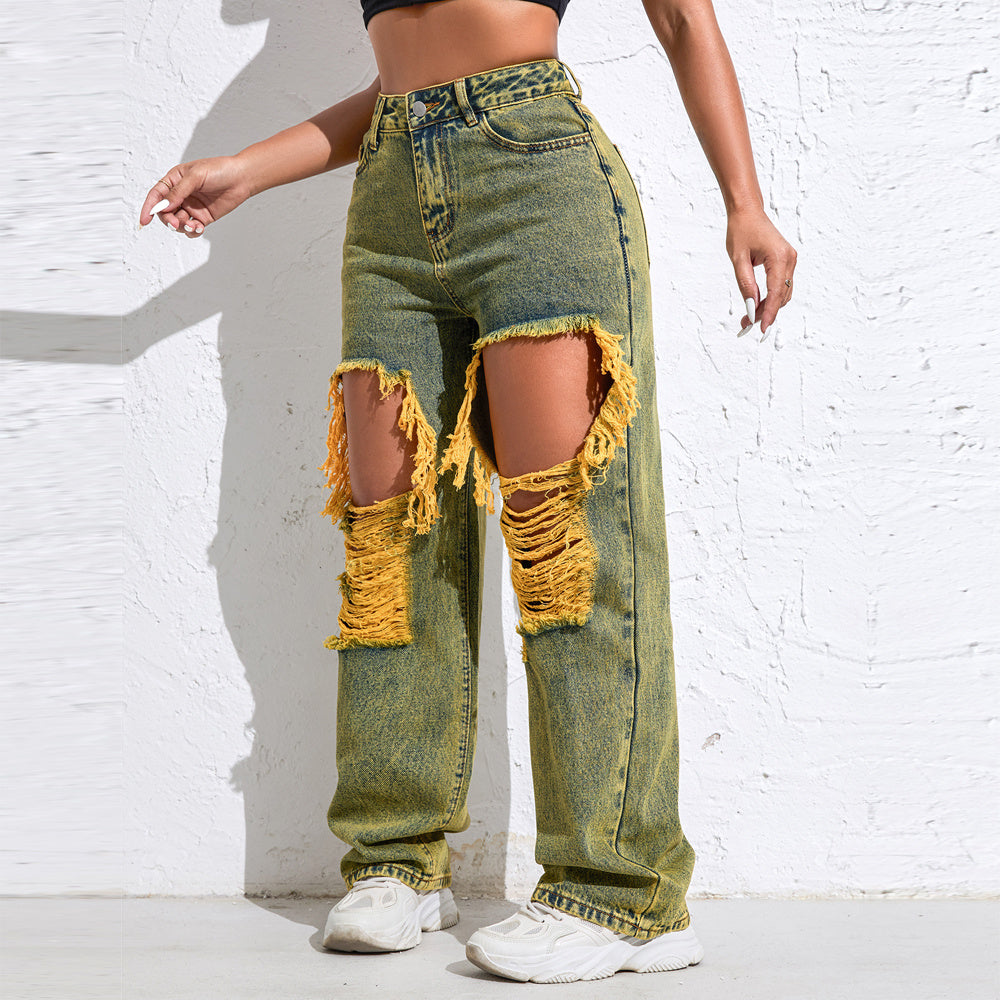 Shascullfites Baggy Jeans Women New American Loose Wide-leg Pants Old Straight Leg Trousers