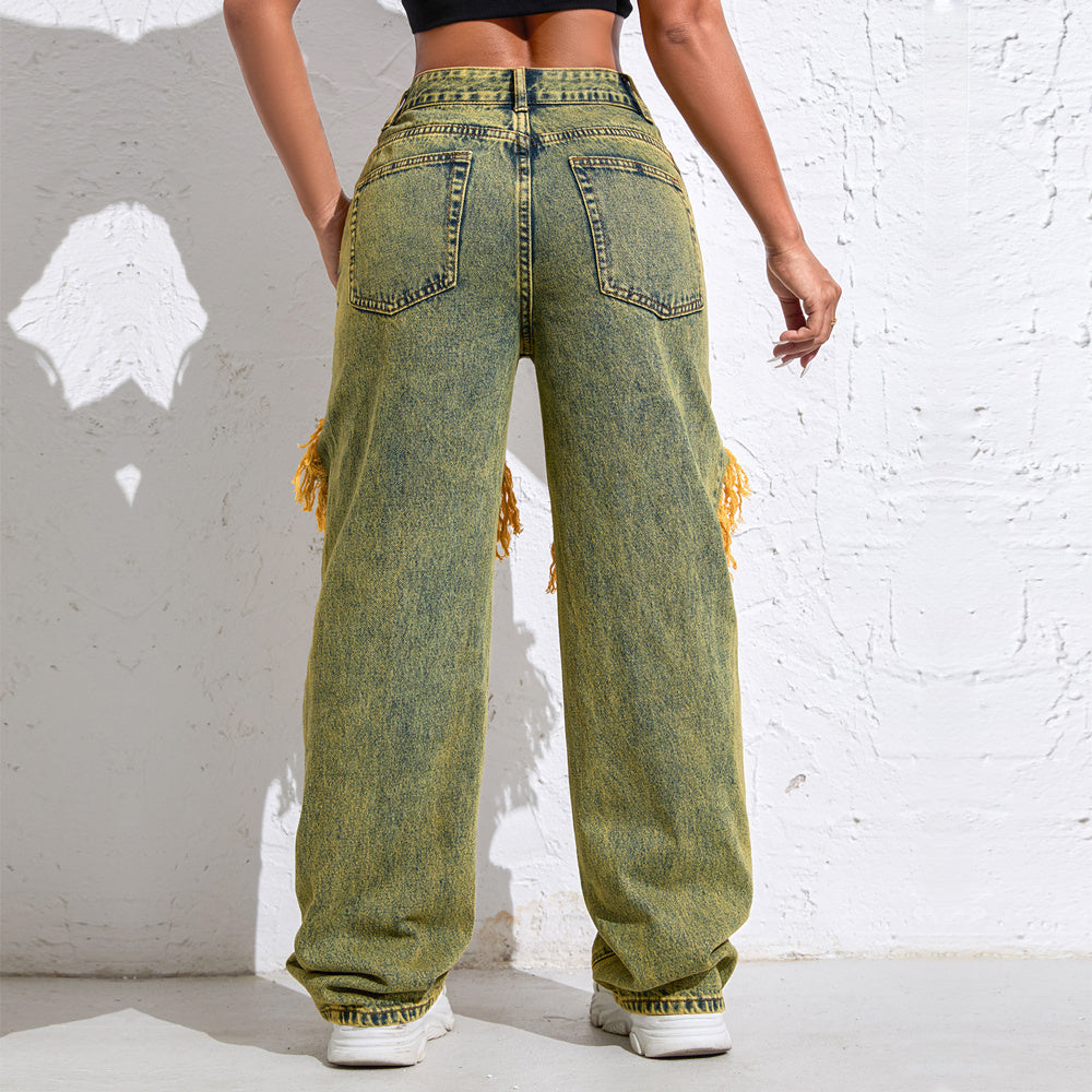 Shascullfites Baggy Jeans Women New American Loose Wide-leg Pants Old Straight Leg Trousers