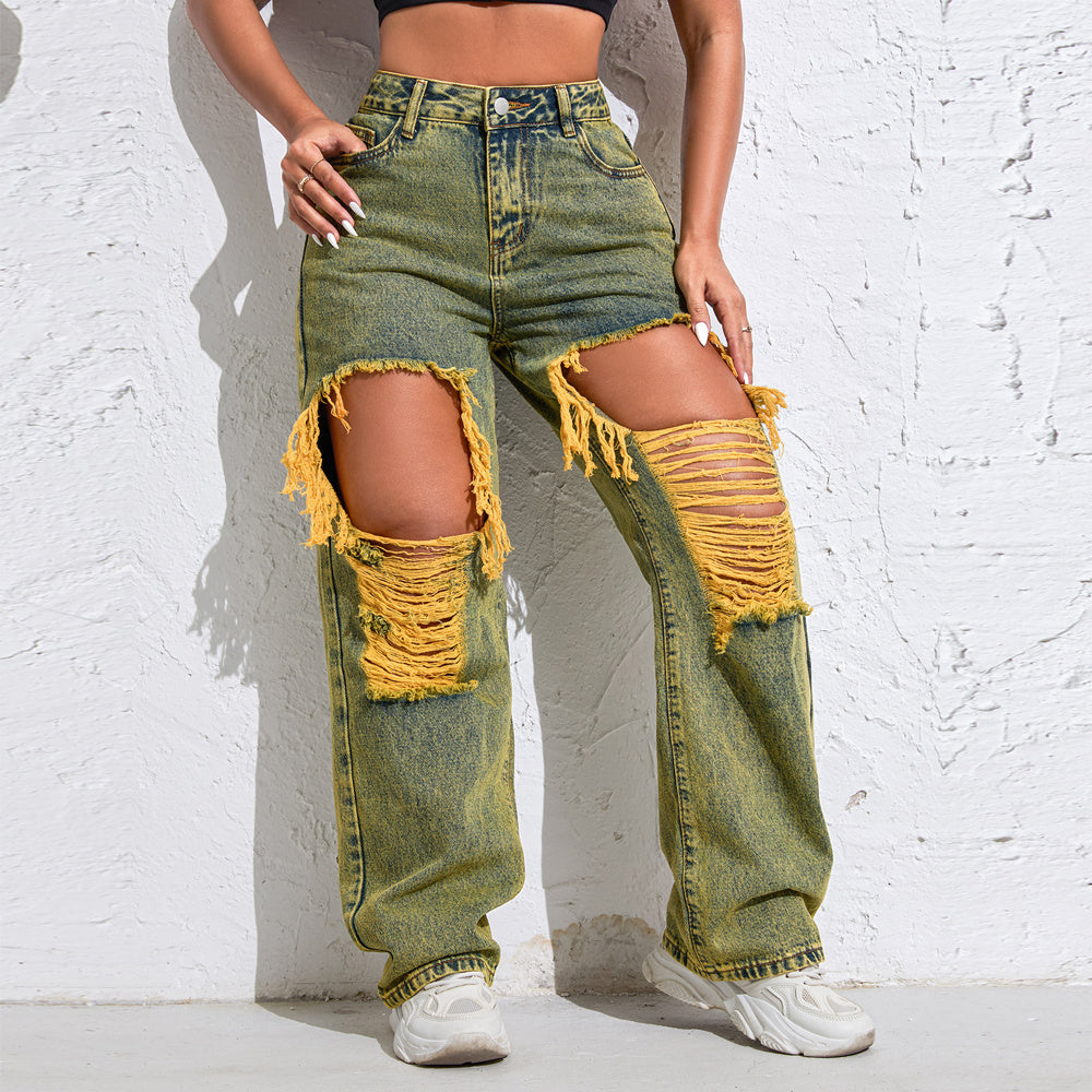 Shascullfites Baggy Jeans Women New American Loose Wide-leg Pants Old Straight Leg Trousers