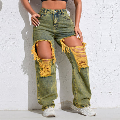 Shascullfites Baggy Jeans Women New American Loose Wide-leg Pants Old Straight Leg Trousers