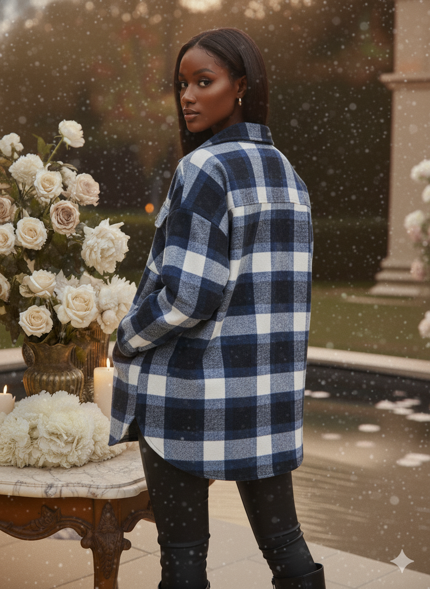 Beaully Women's Flannel Plaid Shacket 2025 Fall Outfits Long Sleeve Button Down Shirts Jacket Coats with Side Pockets