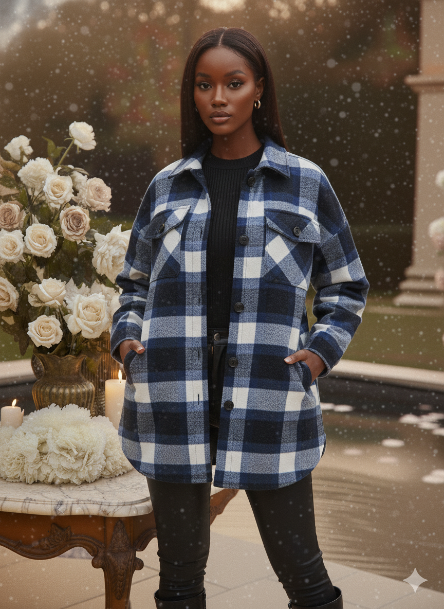 Beaully Women's Flannel Plaid Shacket 2025 Fall Outfits Long Sleeve Button Down Shirts Jacket Coats with Side Pockets