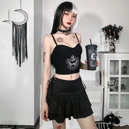 AltGoth Y2k Gothic Cake Skirt Women Dark Punk Streetwear Bandage High Waist Skirt Harajuku Grunge Emo Alternative Clubwear Skirt