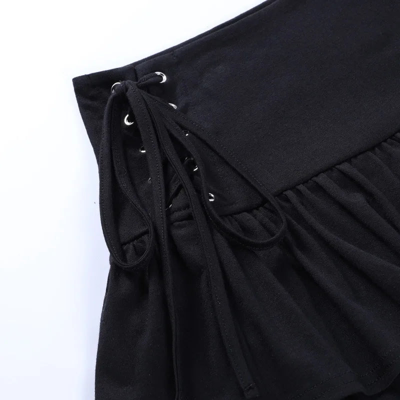 AltGoth Y2k Gothic Cake Skirt Women Dark Punk Streetwear Bandage High Waist Skirt Harajuku Grunge Emo Alternative Clubwear Skirt