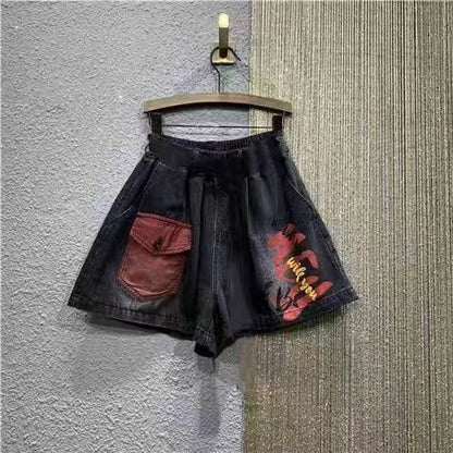 Elastic Waist Retro Loose Versatile Shorts