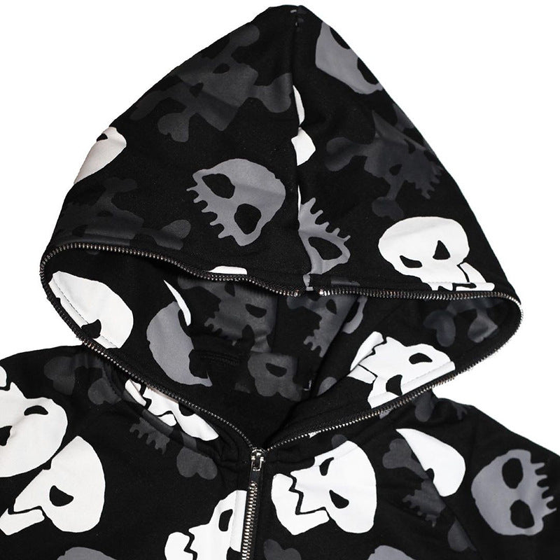 AltGoth Cyberpunk Y2k Sweatshirt Women Mall Goth Harajuku Skull Printed Long Sleeve Zipper Cardigan Hoodie Emo Alt Indie Clothes