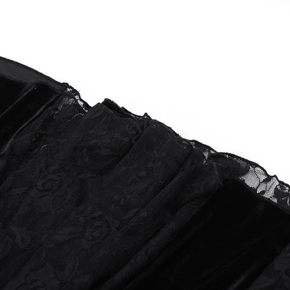 AltGoth Aesthetic Gothic Midi Dress Women Vintage Elagnt Lace Patchwork See Through Flare Sleeve High Waist Clubwear Dress Femme