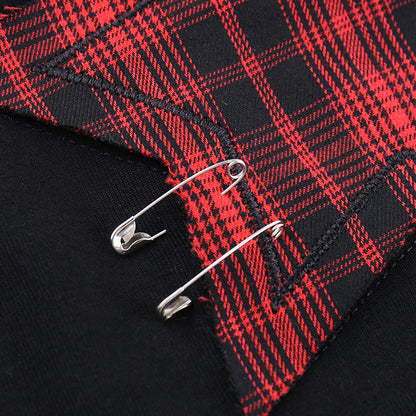 AltGoth Y2k E-girl Vintage Camis Women Mall Gothic Cyber Punk Emo Alt Grunge Hotsweet Plaid Pentagram Patchwork Crop Tank Tops