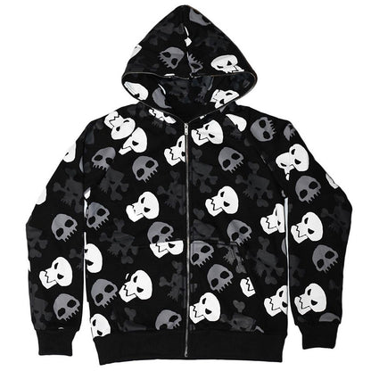 AltGoth Cyberpunk Y2k Sweatshirt Women Mall Goth Harajuku Skull Printed Long Sleeve Zipper Cardigan Hoodie Emo Alt Indie Clothes
