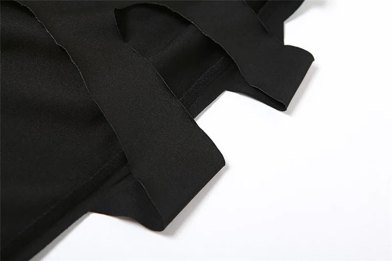 AltGoth Harajuku Gothic Dark Dress Women Streetwear Cyber Punk Y2k E-girl Grunge Sexy Hollow Out High Waist Bodycon Dress Female