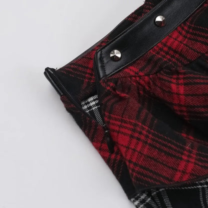 AltGoth Harajuku Grunge Gothic Skirt Women Streetwear Punk Dark Plaid Patchwork Irregular Skirt Y2k E-girl Emo Alternative Skirt