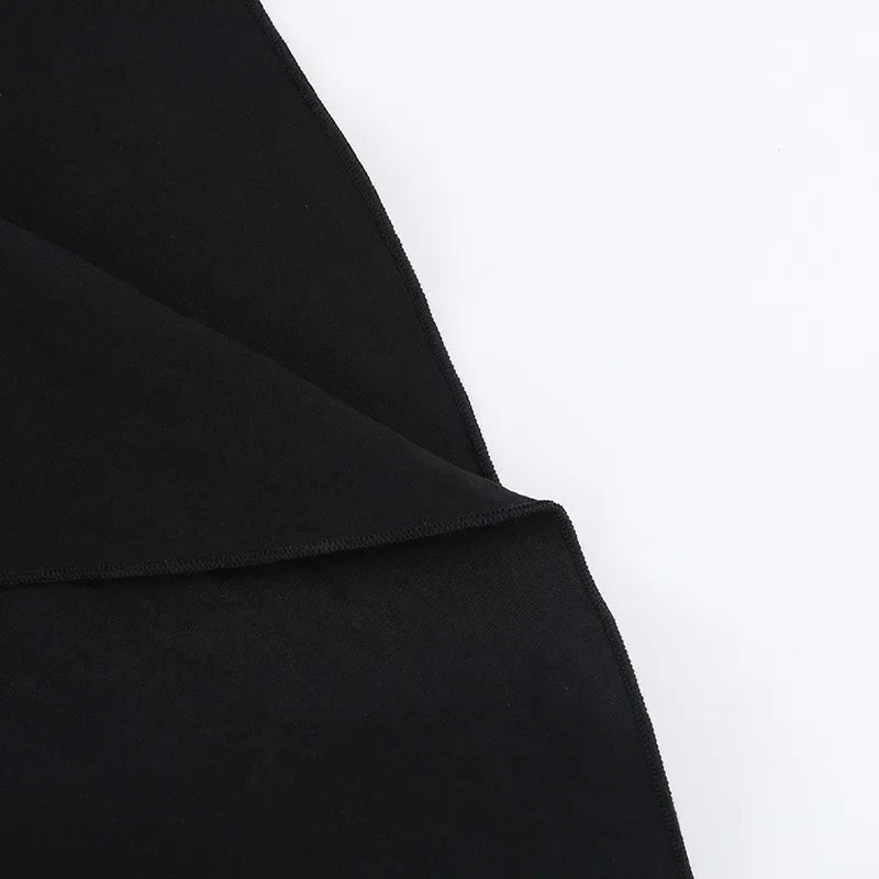 Goth Dark Acubi Fashion Black Swing A-line Skirt Punk Grunge Metal Buckle Streetwear Bandage Skirts Mall Gothic Alt Clother