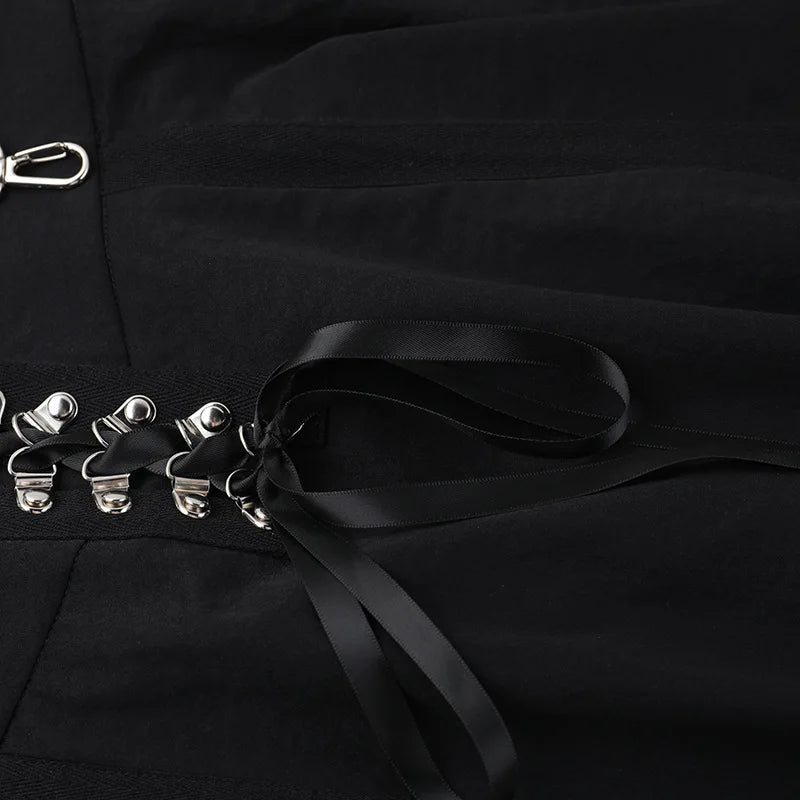 Goth Streetwear Gothic Skirt Women Harajuku Emo Alternative Grunge High Waist Bandage A-line Skirts Y2k E-girl Indie Clothes