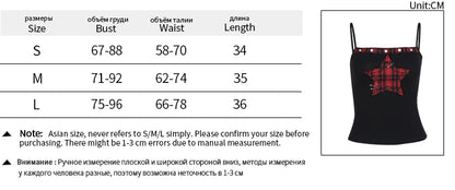 AltGoth Y2k E-girl Vintage Camis Women Mall Gothic Cyber Punk Emo Alt Grunge Hotsweet Plaid Pentagram Patchwork Crop Tank Tops