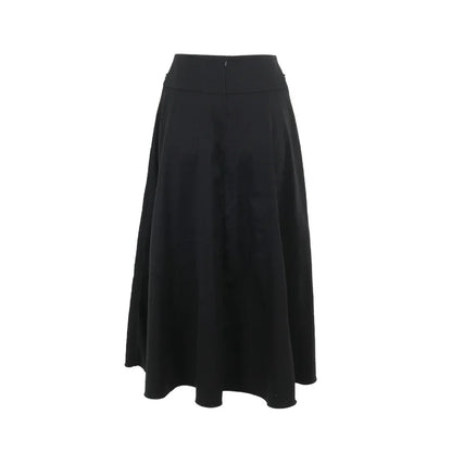 Goth Dark Acubi Fashion Black Swing A-line Skirt Punk Grunge Metal Buckle Streetwear Bandage Skirts Mall Gothic Alt Clother