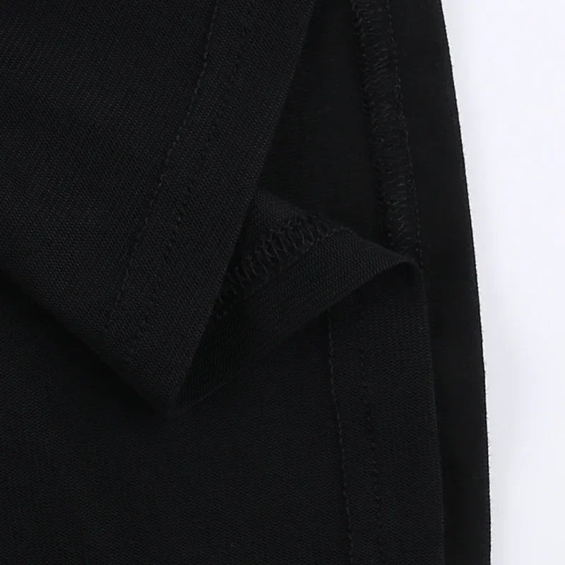 Gothic See Through Angel Graphic Print T-shirt for Women Goth Punk Slim Fit Sexy Mesh Y2k Long Sleeve Grunge Transparent