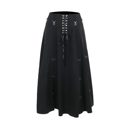 Goth Streetwear Gothic Skirt Women Harajuku Emo Alternative Grunge High Waist Bandage A-line Skirts Y2k E-girl Indie Clothes