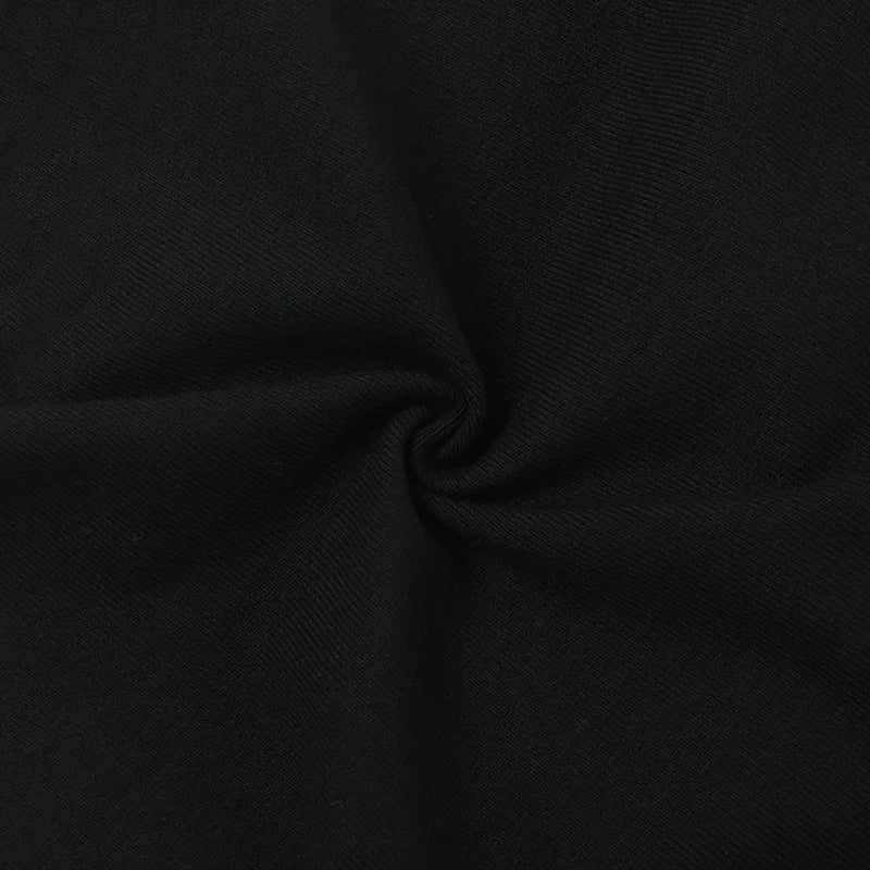 Goth Black Lace Trim Long Sleeve T-Shirts Vintage Sexy Lace-up Square Collar Tops with Choker Cross Women Autumn Tees