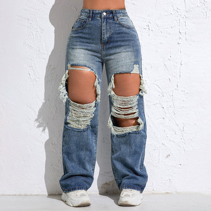 Shascullfites Baggy Jeans Women New American Loose Wide-leg Pants Old Straight Leg Trousers