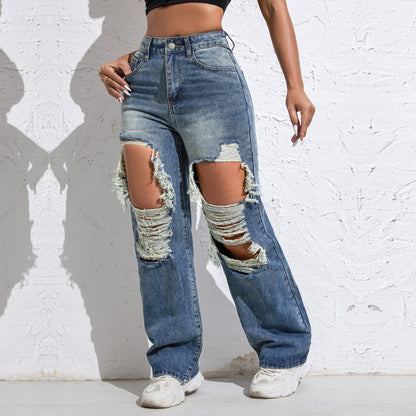Shascullfites Baggy Jeans Women New American Loose Wide-leg Pants Old Straight Leg Trousers