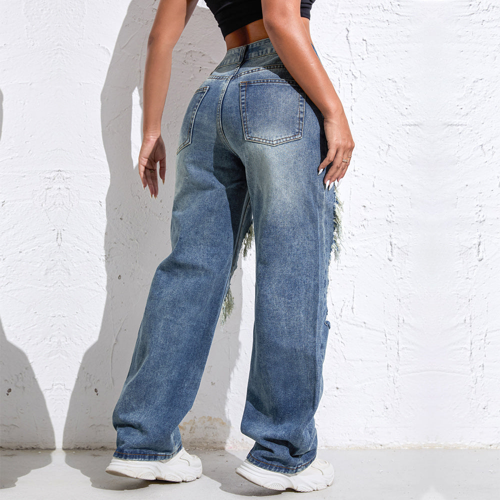 Shascullfites Baggy Jeans Women New American Loose Wide-leg Pants Old Straight Leg Trousers